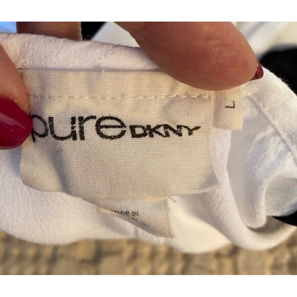 Pure DNKY Womens Loungewear Dress Size Large Color Block Hi Low Hem Semi Sheer - Picture 7 of 11